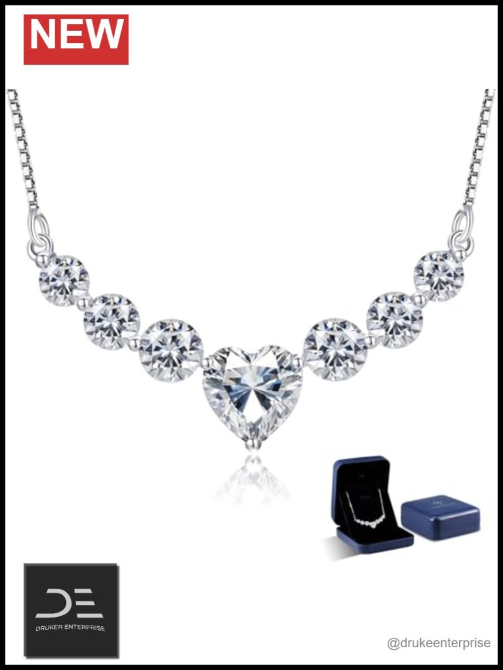Heart Pendant Necklace 18K Gold Plated Sterling Silver Moissanite